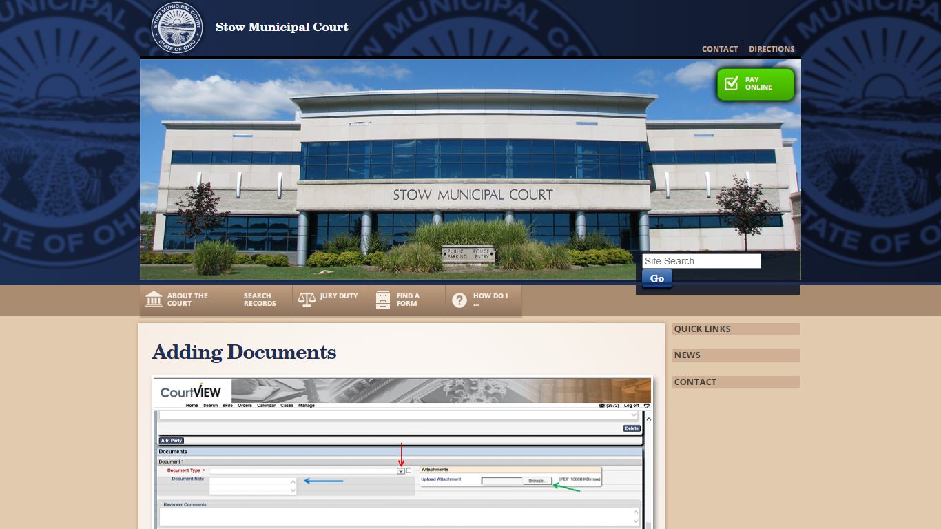 Adding Documents : Stow Municipal Court